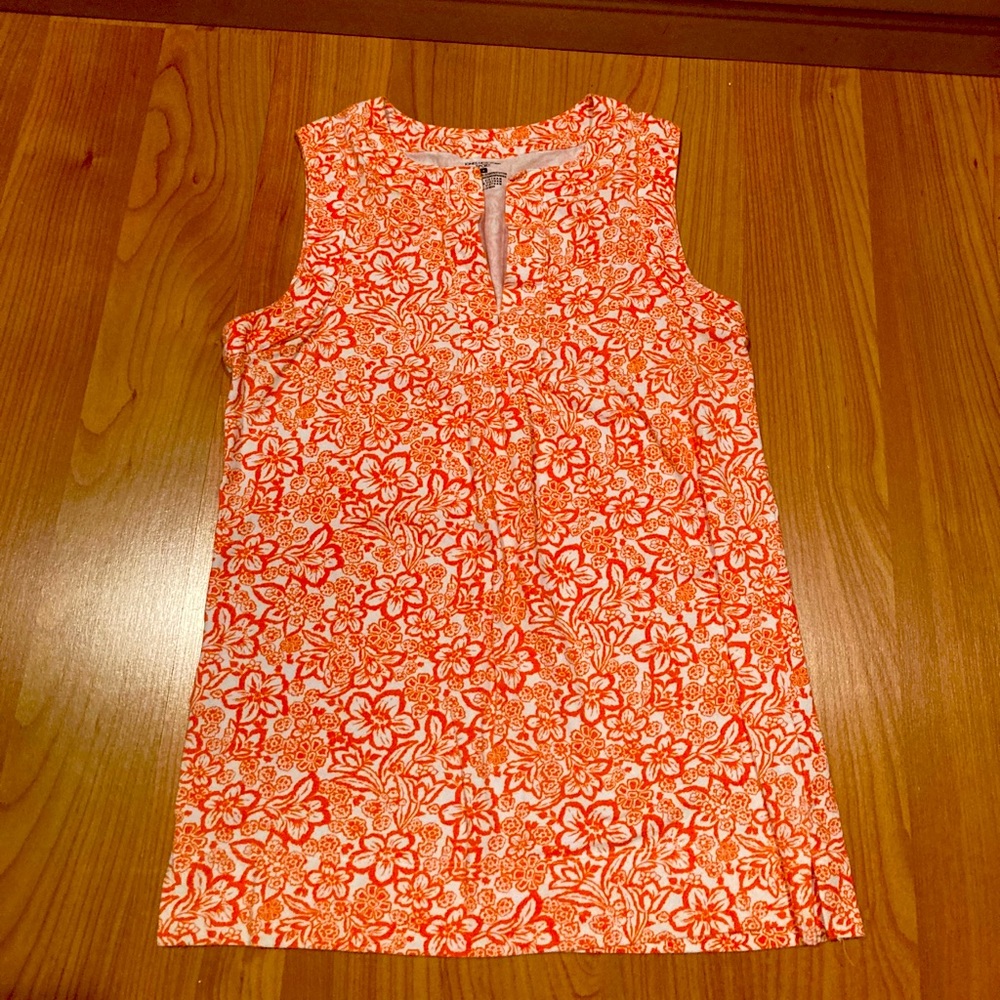 Jones New York Sport Orange Floral Sleeveless Top, Sz Small.